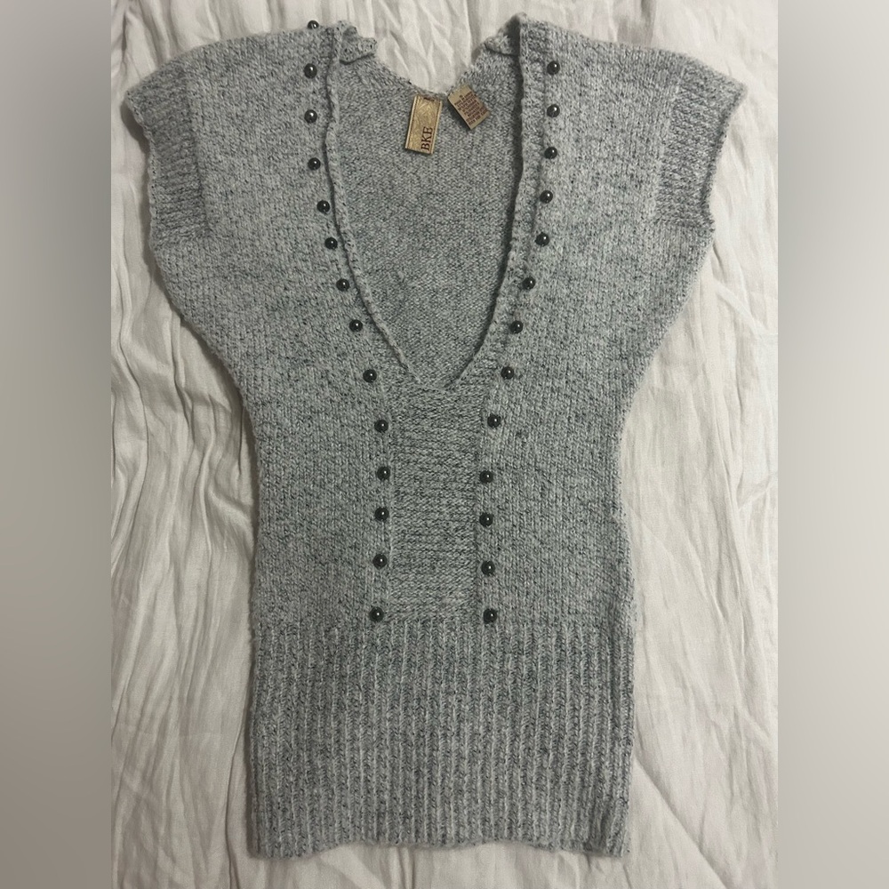 BKE: V-Neck Sweater with Stud Details, Size: S